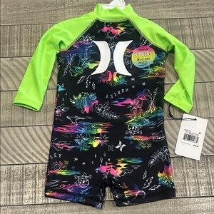 Hurley Kids Bright Green and Black Rashguard